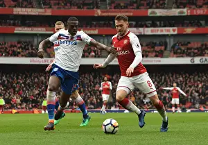 Arsenal V Stoke City 2017-18 Prints: Intense Rivalry: Ramsey vs. Martins Indi - Arsenal's Battle Against Stoke