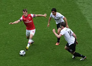 Arsenal V Manchester United 2012-13 Prints: Intense Rivalry: Ramsey vs Rafael & Carrick - Arsenal vs Manchester United (2012-13) - The Battle in Midfield