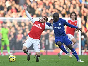 Intense Rivalry: Torreira Fouls Kante in Arsenal vs. Chelsea Clash (Premier League 2019-20)