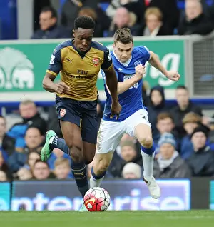 Everton V Arsenal 2015-16 Prints: Intense Rivalry: Welbeck vs Coleman Battle at Goodison Park - Everton vs Arsenal