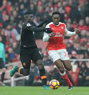 Arsenal V Hull City 2016-17 Prints: Intense Rivalry: Welbeck vs. Diaye in Arsenal's Battle with Hull City