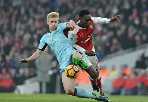 Arsenal V Burnley 2016-17 Prints: Intense Rivalry: Welbeck vs Mee - Arsenal vs Burnley Premier League Battle (2016-17)