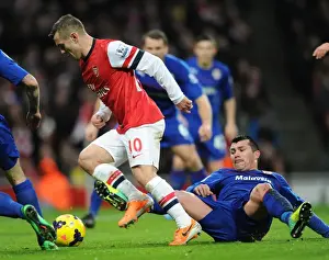 Arsenal V Cardiff City 2013-14 Prints: Intense Rivalry: Wilshere vs. Medel - Arsenal's Battle with Cardiff City
