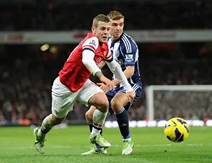 Arsenal V West Bromwich Albion 2012-13 Prints: Intense Rivalry: Wilshere vs. Morrison Clash at the Emirates, 2012-13 Premier League