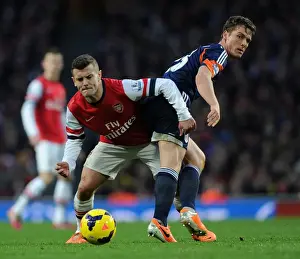 Arsenal V Fulham 2013-14 Prints: Intense Rivalry: Wilshere vs Parker Battle at Arsenal vs Fulham, Premier League 2014