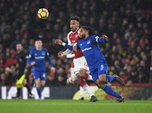 Arsenal V Everton 2017-18 Prints: Intense Showdown: Aubameyang vs. Williams in Arsenal's Battle Against Everton