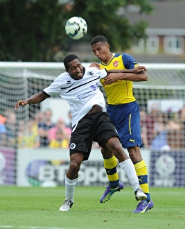 Isaac Hayden (Arsenal) Ricky Shakes (Boreham Wood). Boreham Wood 0:2 Arsenal. Pre Season Friendly Isaac Hayden (Arsenal) Ricky Shakes (Boreham Wood). Boreham Wood 0:2 Arsenal. Pre Season Friendly