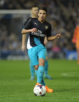 Sheffield Wednesday V Arsenal - Capital One Cup 2015-16 Prints: Ismael Bennacer's Brilliant Midfield Performance: Arsenal Triumphs Over Sheffield Wednesday in Capital One Cup