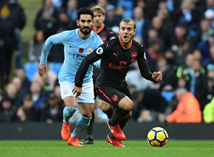 Manchester City V Arsenal 2017-18 Prints: Jack Wilshere in Action: Manchester City vs. Arsenal (2017-18) - Premier League Clash