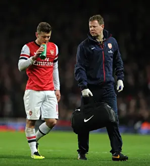 Arsenal V Everton 2013-14 Prints: Jack Wilshere (Arsenal) and Arsenal Physio Colin Lewin. Arsenal 1: 1 Everton. Barclays