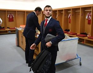 Jack Wilshere in Arsenal Changing Room Before Arsenal FC vs. 1. FC Koeln UEFA Europa League Match