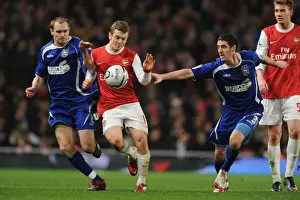 Arsenal V Ipswich Town Carling Cup 2010-11 Prints: Jack Wilshere (Arsenal) Colin Healy and Mark Kennedy (Ipswich). Arsenal 3
