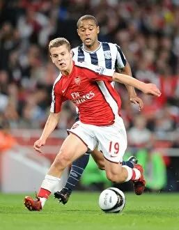 Arsenal v West Bromwich Albion - Carling Cup 2009-10 Collection: Jack Wilshere (Arsenal) Luke Moore (WBA)
