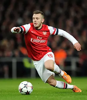 Arsenal V Bayern Munich 2013-14 Prints: Jack Wilshere: Arsenal's Midfield Maestro Faces FC Bayern Munchen in the UEFA Champions League