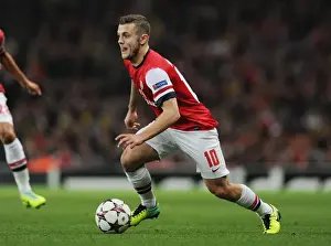 Arsenal V Napoli 2013-14 Prints: Jack Wilshere: Arsenal's Midfield Mastermind Dazzles Against Napoli in the Champions League