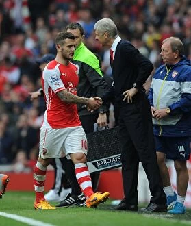 Arsenal v West Bromwich Albion 2014/15 Collection: Jack Wilshere Bids Emotional Farewell to Arsene Wenger in Last Home Game