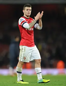 Arsenal V Southampton 2013-14 Prints: Jack Wilshere Celebrates with Arsenal Fans after Arsenal v Southampton Match, 2013-14
