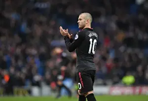 Jack Wilshere Celebrates with Arsenal Fans: Brighton & Hove Albion vs Arsenal, Premier League 2017-18