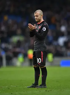 Jack Wilshere Celebrates with Arsenal Fans after Brighton Victory, 2017-18 Premier League