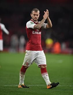 Images Dated 24th October 2017: Jack Wilshere Celebrates with Arsenal Fans after Carabao Cup Win vs Norwich City, 2017