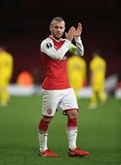 Arsenal V BATE Borisov 2017-18 Prints: Jack Wilshere Celebrates with Arsenal Fans after Europa League Victory over BATE Borisov