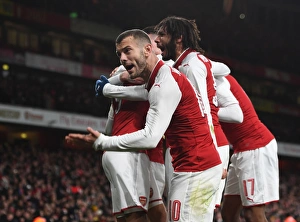 Arsenal V Chelsea - Carabao Cup 2017-18 Prints: Jack Wilshere Celebrates Arsenal's Second Goal vs. Chelsea in Carabao Cup Semi-Final