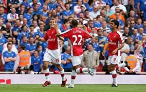 Arsenal v Rangers 2009-10 Collection: Jack Wilshere celebrates scoring Arsenals and his 1st goal