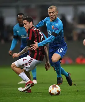 AC Milan V Arsenal 2017-18 Prints: Jack Wilshere Dances Past Davide Calabria: Arsenal vs AC Milan, UEFA Europa League 2018