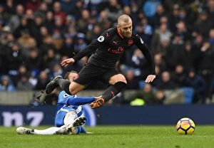 Brighton & Hove Albion v Arsenal 2017-18 Collection: Jack Wilshere Fouls by Glenn Murray: Intense Moment from Brighton vs Arsenal (Premier League)
