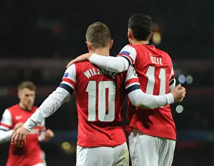Jack Wilshere and Mesut Ozil Celebrate Goals: Arsenal vs Olympique de Marseille, UEFA Champions League, 2013