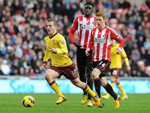 Sunderland V Arsenal 2012-13 Prints: Jack Wilshere Outmaneuvers Colback and Diaye: A Premier League Battle at Sunderland