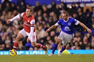 Everton V Arsenal 2012-13 Prints: Jack Wilshere Outmaneuvers Leon Osman: Everton vs Arsenal, Premier League 2012-13