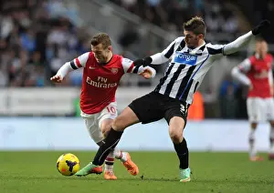 Newcastle United V Arsenal 2013-14 Prints: Jack Wilshere Outmaneuvers Mathieu Debuchy: Newcastle United vs