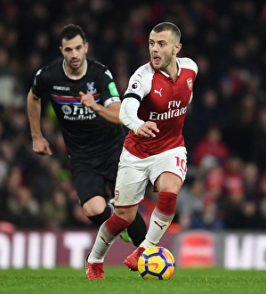 Arsenal V Crystal Palace 2017-18 Prints: Jack Wilshere Outsmarts Luka Milivojevic: Arsenal's Midfield Maestro Outwits Crystal Palace's Defender