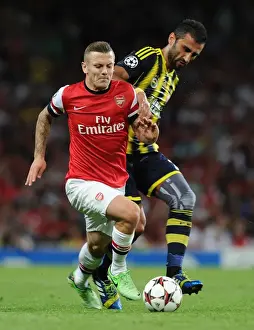 Arsenal V Fenerbahce 2013-14 Prints: Jack Wilshere Overpowers Selcuk Sahin: Arsenal's Champion League Battle