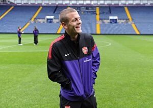 Images Dated 1st October 2012: Jack Wilshere Scouts West Bromwich Albion U21 Pitch Ahead of Arsenal U21 Clash (2012-13)