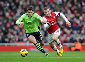 Arsenal V Aston Villa - 2012-13 Prints: Jack Wilshere Surges Past Ashley Westwood: Arsenal vs. Aston Villa, Premier League 2012-13