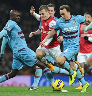 Jack Wilshere Tackles Alou Diarra and Mark Noble: Arsenal vs West Ham United, Premier League 2012-13