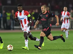 Jack Wilshere Takes on Mitchell Donald: Arsenal vs Crvena Zvezda, UEFA Europa League