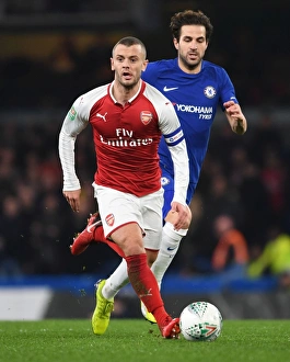 Chelsea V Arsenal - Carabao Cup 1/2 Final 1st Leg 2017-18 Prints: Jack Wilshere vs. Cesc Fabregas: Battle of Midfielders in Carabao Cup Semi-Final First Leg (Chelsea vs)