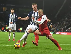 West Bromwich Albion V Arsenal 2017-18 Prints: Jack Wilshere vs. Chris Brunt: A Midfield Battle at The Hawthorns (Arsenal vs)