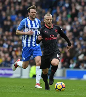 Brighton And Hove Albion V Arsenal 2017-18 Prints: Jack Wilshere vs Dale Stephens: Battle in the Midfield - Brighton vs Arsenal