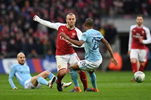Arsenal V Manchester City - Carabao Cup Final 2018 Prints: Jack Wilshere vs Fernandinho: Battle at the Carabao Cup Final