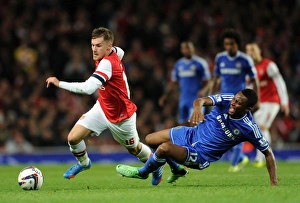 Arsenal V Chelsea - Capital One Cup 4th Rd 2013-14 Prints: Jack Wilshere vs. Jon Mikel Obi: Battle in the Midfield - Arsenal v Chelsea