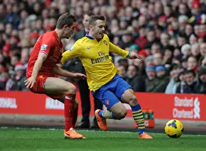 Liverpool V Arsenal 2013-14 Prints: Jack Wilshere vs. Jordan Henderson: Battle in the Midfield - Liverpool vs