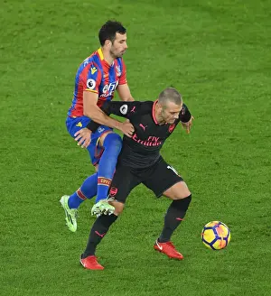 Crystal Palace V Arsenal 2017-18 Prints: Jack Wilshere vs. Luka Milivojevic: Arsenal's Edge in Crystal Palace's 2:3 Premier League Thriller
