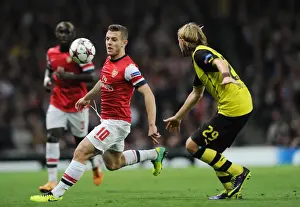 Arsenal V Borussia Dortmund 2013-14 Prints: Jack Wilshere vs. Marcel Schmelzer: Battle in the Midfield - Arsenal vs