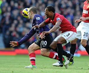 Manchester United V Arsenal 2012-13 Prints: Jack Wilshere vs Patrice Evra: Clash Leads to Red Cards in Manchester United vs Arsenal Premier League Match