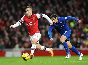 Arsenal V Cardiff City 2013-14 Prints: Jack Wilshere vs. Peter Whittingham: Intense Battle at Arsenal vs. Cardiff City (2013-14)