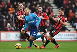 AFC Bournemouth V Arsenal 2017-18 Prints: Jack Wilshere vs. Ryan Fraser and Dan Gosling: Intense Face-Off in AFC Bournemouth vs Arsenal Clash